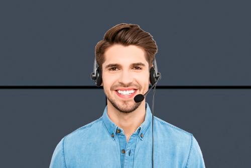 dark haired man with headset answering phone Vary Technologies, NH, ME, MA, Xerox, Lexmark, HP, Toshiba, Copier, MFP, Printer, Service, Sales, Supplies contact us